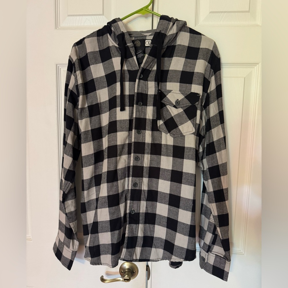 OP Black and White Checkered Button Down Shirt
